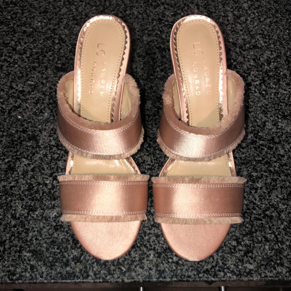 Lauren conrad pink ruffle mules!